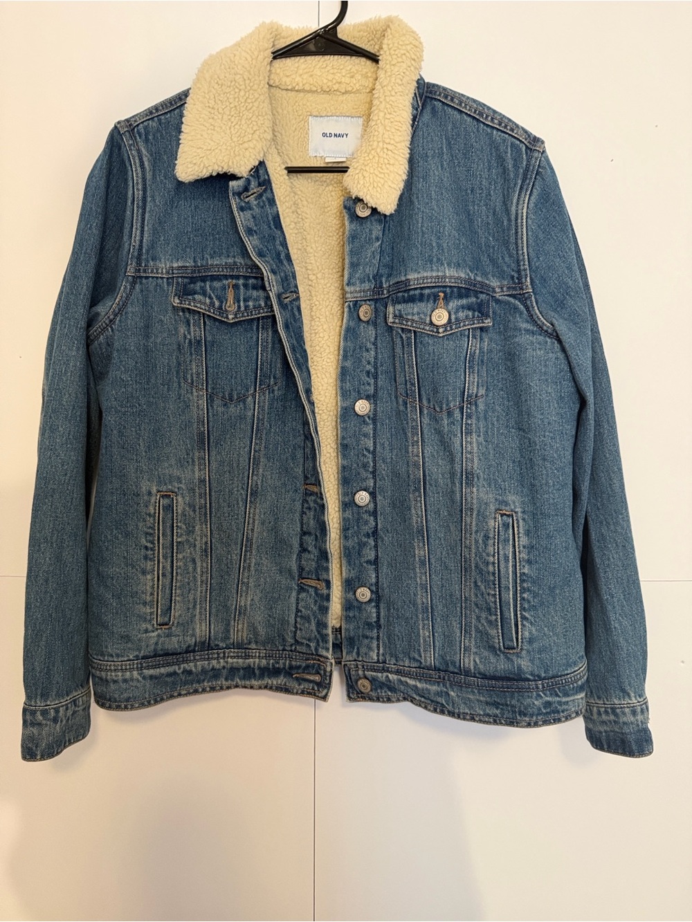 Old Navy Blue Denim Jacket with Cream Sherpa Lining